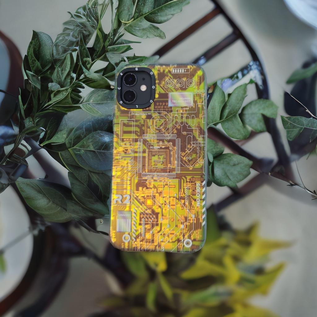 Techno Art AI Future Electric Circuit Retro IMD Chip Digital Mother Board Holographic Cover